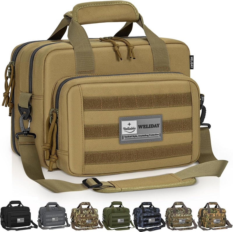 WELIDAY Gun Range Bag, Tactical 2 Pistol Bag for Handguns and Ammo, Firearm Shooting Case with Multi-Pockets, Duffle Bag for Shooting & Outdoor Hunting - Image 1